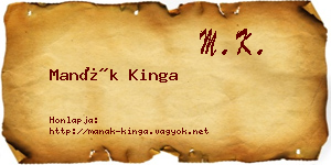 Manák Kinga névjegykártya